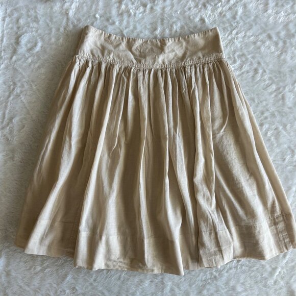 Banana Republic Tan Khaki Pleated A-Line Skirt Side Buttons 100% Cotton Size 4 - Picture 5 of 6